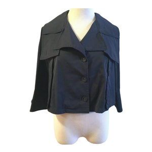 TVZ Cropped Jacket Navy Button Collar 3/4 Sleeve S
